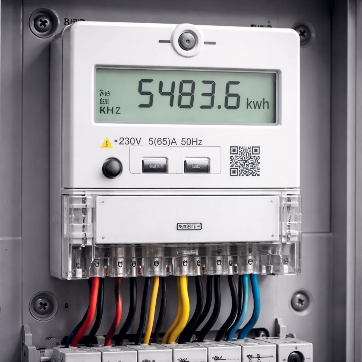 Nowoczesny licznik prądu podczas sprawdzania zużycia energii elektrycznej